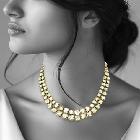 Double-Row Polki Necklace